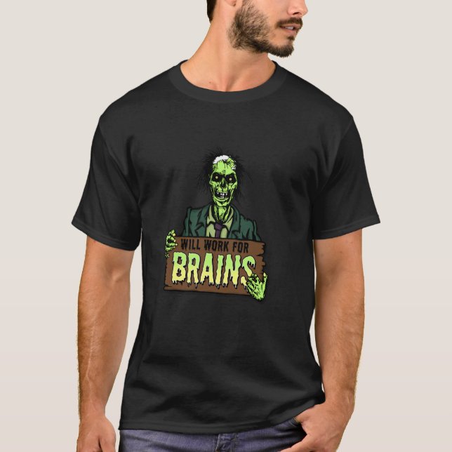 Trendy Zombie Needs Work Halloween  T-Shirt (Front)