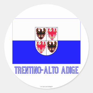 Trentino-Alto Adige flag with name Classic Round Sticker