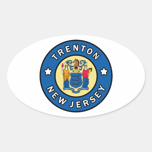 Trenton New Jersey Oval Sticker (Front)