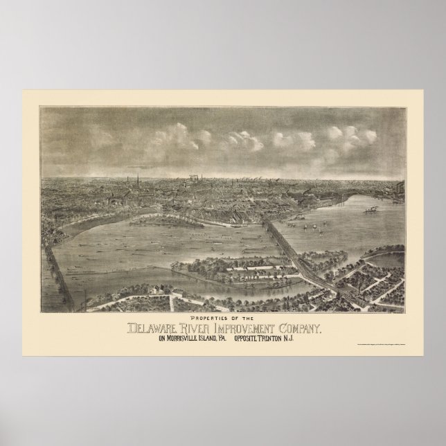 Trenton, NJ Panoramic Map - 1900 Poster (Front)