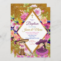 Tres Anos Purple Mexican Fiesta Baptism Invitation