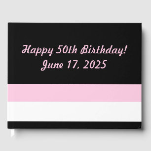 Très Chic Black, White and Pink Stripes Guest Book