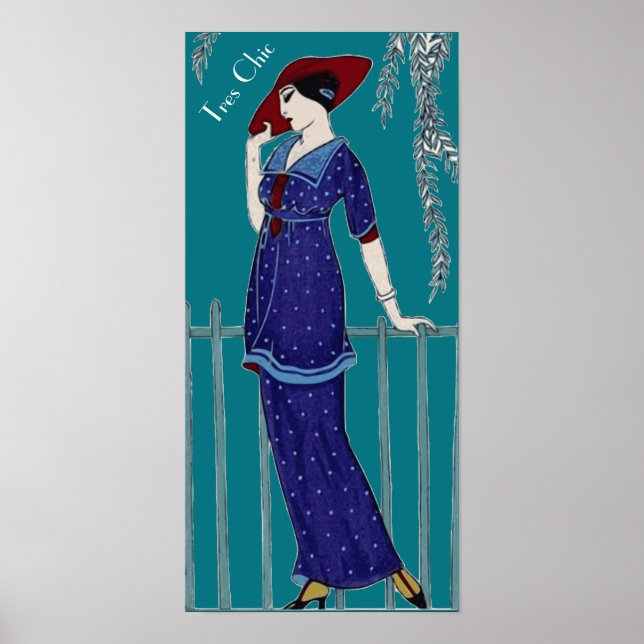 Tres Chic French slogan Parisian 1920s fashion Poster (Front)