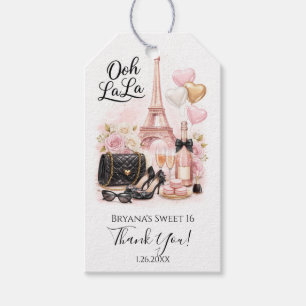 Très Chic in the City Pink Paris Sweet 16 Party Gift Tags