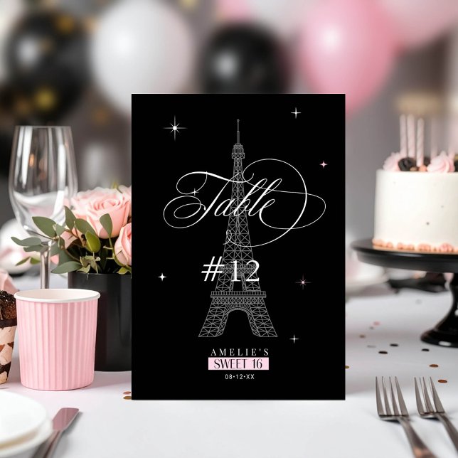 Trés Chic Parisian Sweet 16 Black ID1162 Table Number (Creator Uploaded)