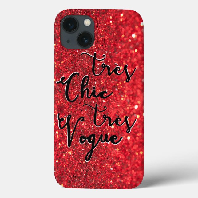 Tres Chic Tres Vogue Sparkling Glitter Red Case-Mate iPhone Case (Back)