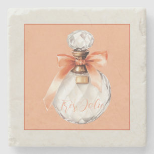 Très Jolie (very pretty) Perfume Bottle Ribbon Stone Coaster