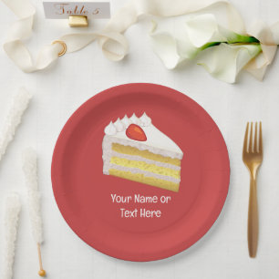 Tres Leches Cake Slice - Celebration custom text Paper Plate