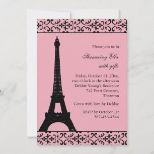 Tres Paris Bridal Shower (pink) Invitation