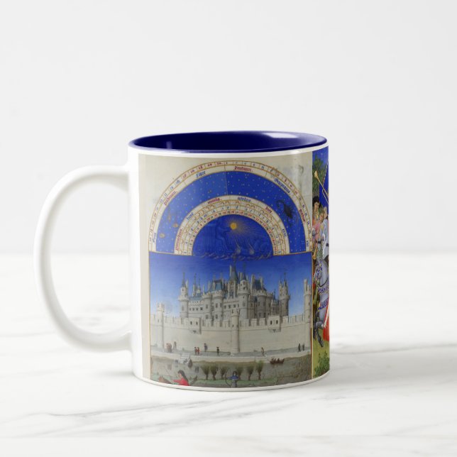 Tres Riches Heures (October, May) Two-Tone Coffee Mug (Left)