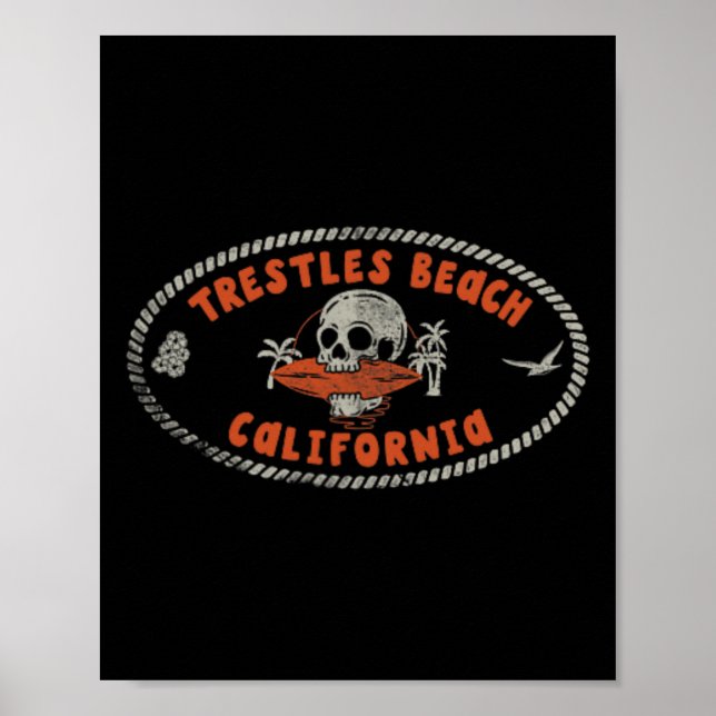 Trestles Beach California Ca Retro Surfer Front An Poster (Front)