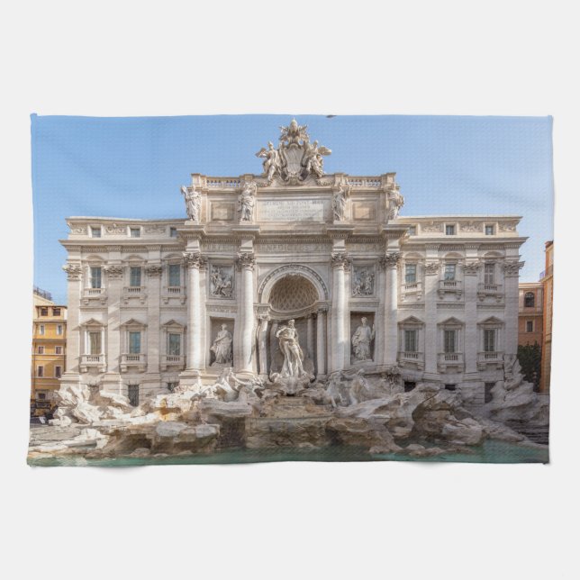 Trevi Fountain at early morning - Rome, Italy Tea Towel (Horizontal)