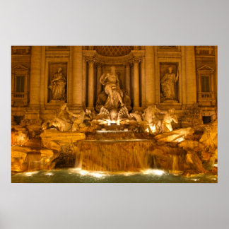 Trevi Fountain at Night (HDR) Poster