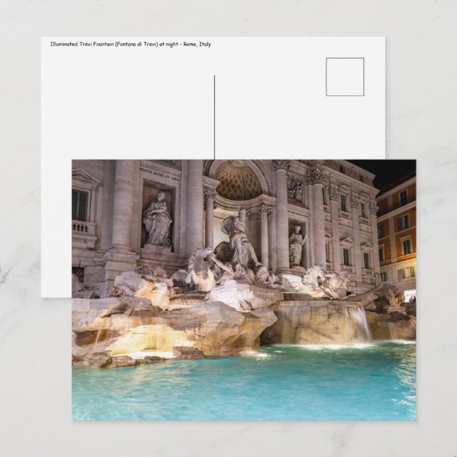 Trevi Fountain at night - Rome, Italy Postcard (Front/Back)