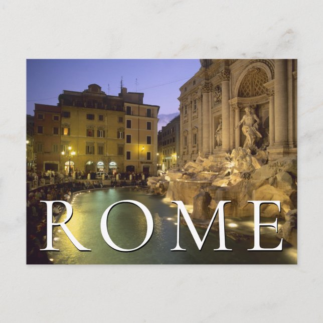 Trevi Fountain at Night | Rome, Italy | Thank You Postcard (Front)