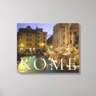 Trevi Fountain at Night   Rome, Lazio, Italy Canvas Print