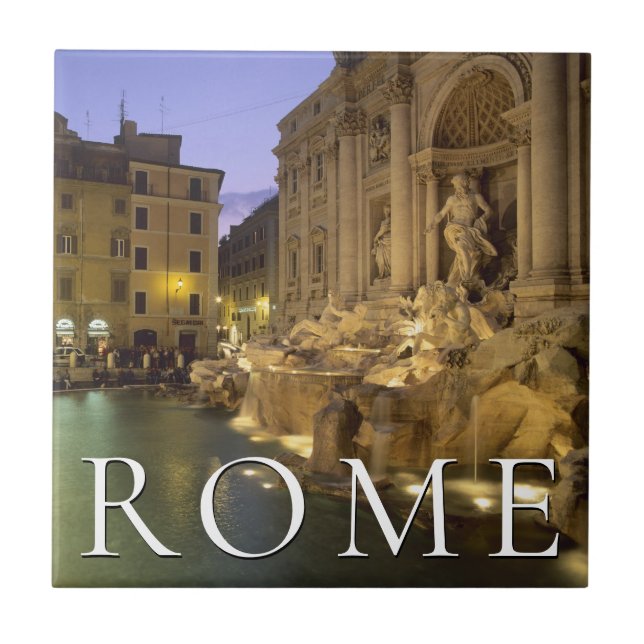 Trevi Fountain at Night | Rome, Lazio, Italy Tile (Front)
