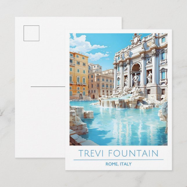 Trevi Fountain Roma Italy Vintage Travel  Postcard (Front/Back)