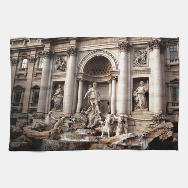 Trevi Fountain Rome Italy Travel Tea Towel (Horizontal)