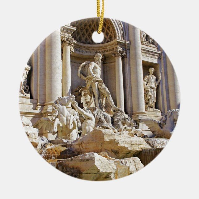 Trevi Fountain Rome Photography Ceramic Tree Decoration (Front)