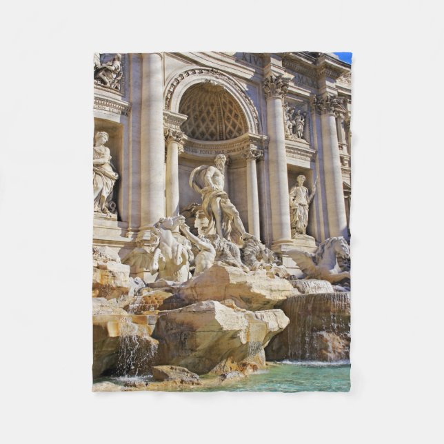 Trevi Fountain Rome Photography Fleece Blanket (Front)