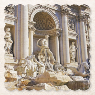 Trevi Fountain Rome Photography Paper Coaster