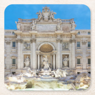 Trevi fountain square paper coaster