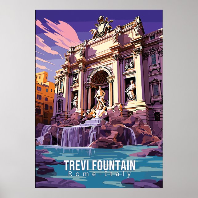 Trevi Fountain, travel art poster (Front)
