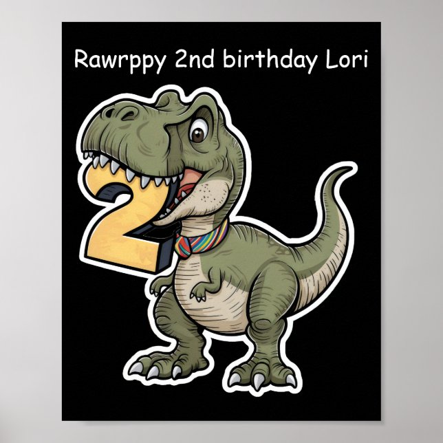 trex biting on the number 2 poster (Front)