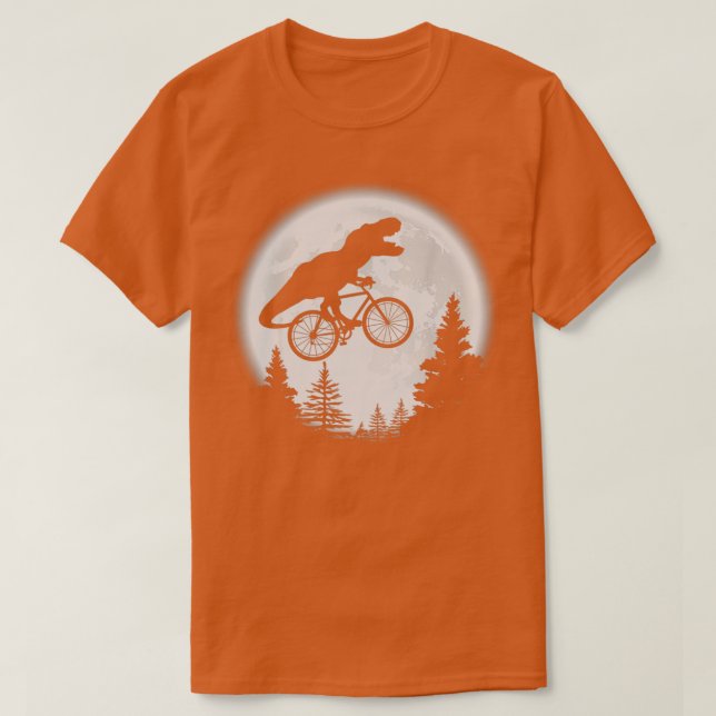 TRex Cycling Moon Bike Dinosaur Riding Bicycle Fun T-Shirt (Design Front)
