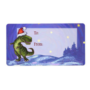 TRex Dino Christmas Gift Label