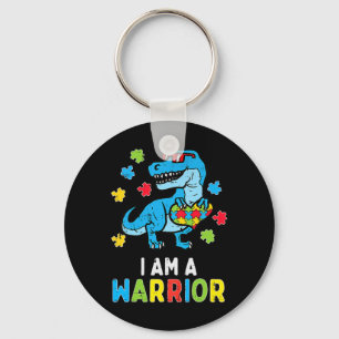 Trex Dino I Am A Warrior Toddler Boys Autism Aware Key Ring