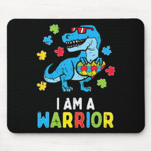 Trex Dino I Am A Warrior Toddler Boys Autism Aware Mouse Pad