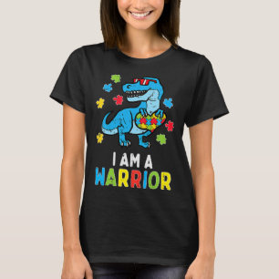 Trex Dino I Am A Warrior Toddler Boys Autism Aware T-Shirt