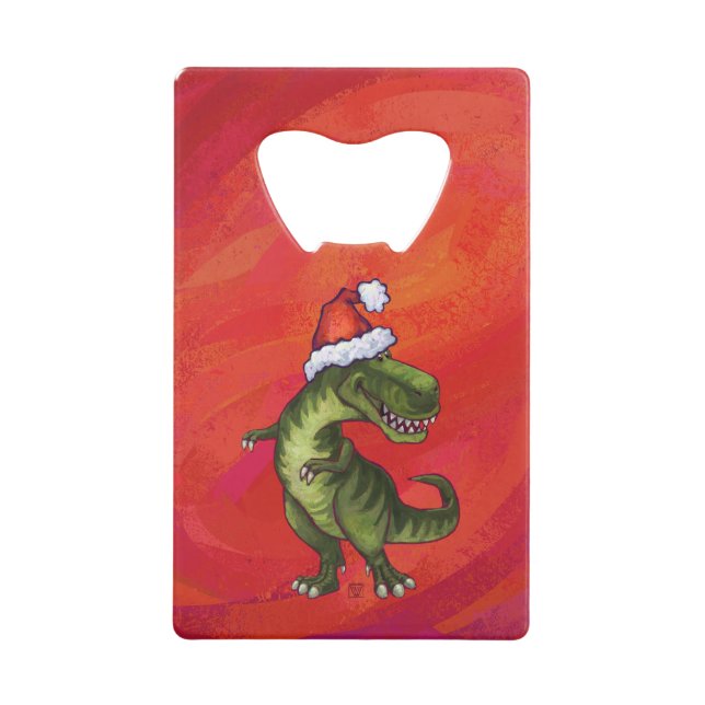 TRex Dino in Santa Hat on Red (Front)
