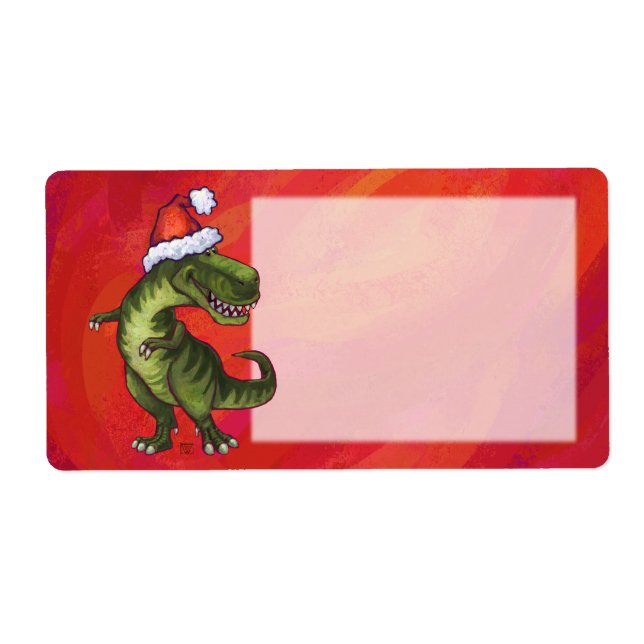 TRex Dino in Santa Hat on Red (Front)