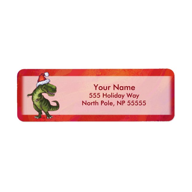 TRex Dino in Santa Hat on Red (Front)