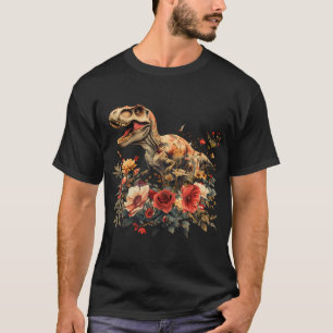 Trex Dinosaur Dino Floral Flower T-Shirt