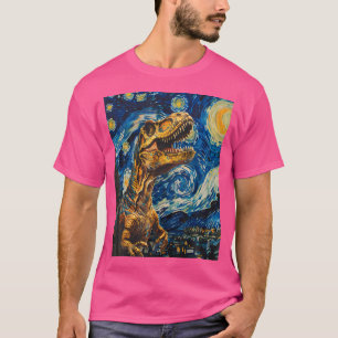 Trex Dinosaur Dino - Van Gogh Style - Starry Night T-Shirt