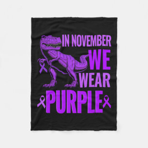 Trex Dinosaur In November We Wear Purple Epilepsy Fleece Blanket