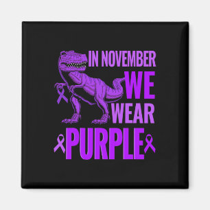 Trex Dinosaur In November We Wear Purple Epilepsy  Magnet