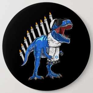 Trex Dinosaur Menorah Hanukkah Chanukah Jewish Boy 6 Cm Round Badge