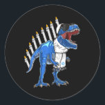 Trex Dinosaur Menorah Hanukkah Chanukah Jewish Boy Classic Round Sticker<br><div class="desc">Trex, Dinosaur, Menorah, Hanukkah, Chanukah, Jewish, Boys, Kids_1</div>
