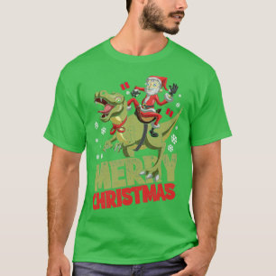 Trex Dinosaur Santa Merry Christmas Xmas T-Shirt