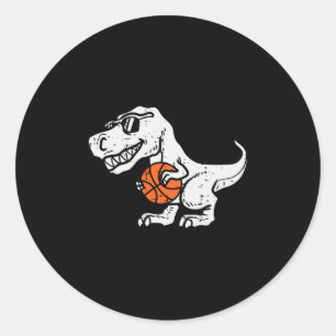 Trex Dinosaur Sketll Cute Sport Toddler Player Kid Classic Round Sticker