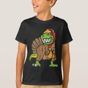 Trex Dinosaur Turkey Fun Toddler Kids Thanksgiving T-Shirt