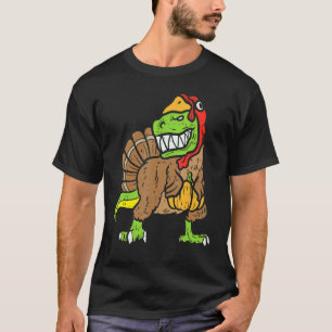 Trex Dinosaur Turkey Toddler Kids Thanksgiving Bo T-Shirt