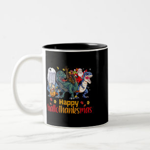 TRex Halloween Christmas Thanksgiving Happy Hallot Two-Tone Coffee Mug
