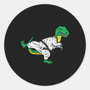 Trex Karate Taekwondo Black Belt Funny Dinosaur Ma Classic Round Sticker