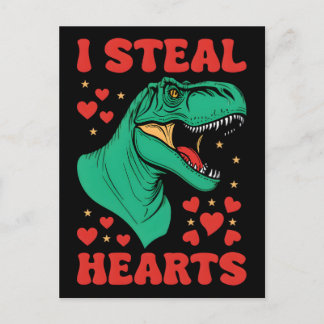Trex love heartstealing dinosaur valentines day te holiday postcard